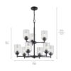 Kichler 44031BK Winslow 9 -Light Brushed Black Seeded glass Metal Chandelier