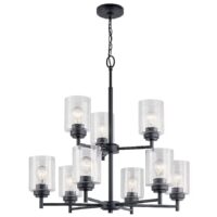 Kichler 44031BK Winslow 9 -Light Brushed Black Seeded glass Metal Chandelier
