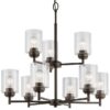 Kichler 44031OZ Winslow 9 -Light Brushed Bronze Seeded glass Metal Chandelier