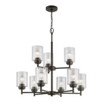 Kichler 44031OZ Winslow 9 -Light Brushed Bronze Seeded glass Metal Chandelier