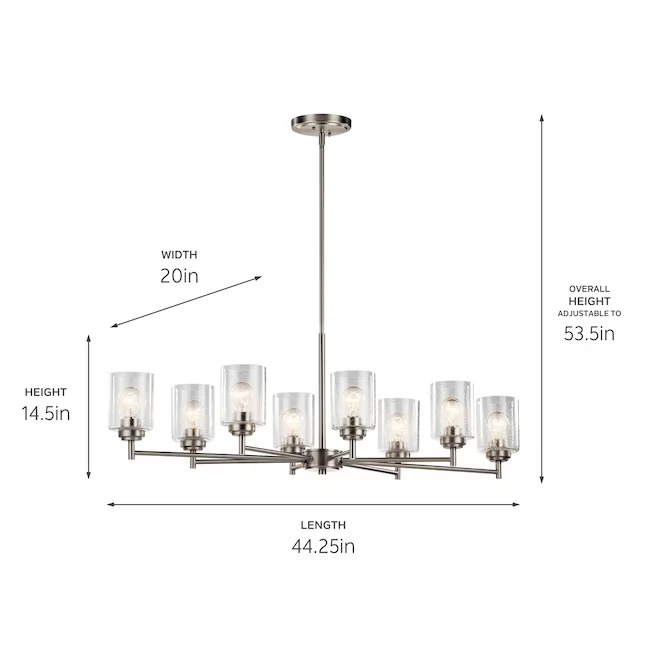 Kichler 44035NI Winslow 8 -Light Brushed Nickel Seeded glass Metal Chandelier5_11zon Kichler 44035NI Winslow 8 -Light Brushed Nickel Seeded glass Metal Chandelier