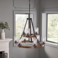 Kichler 82313A Barrington 9 -Light Distressed Black Seeded glass Metal Chandelier