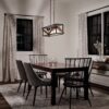 Kichler 82345 Barrington 5 -Light Distressed Black and Wood Tone Farmhouse Cage Linear Large Hanging Kitchen Island Light