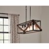 Kichler 82345 Barrington 5 -Light Distressed Black and Wood Tone Farmhouse Cage Linear Large Hanging Kitchen Island Light