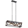 Kichler 82345 Barrington 5 -Light Distressed Black and Wood Tone Farmhouse Cage Linear Large Hanging Kitchen Island Light
