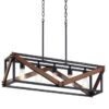 Kichler 82345 Barrington 5 -Light Distressed Black and Wood Tone Farmhouse Cage Linear Large Hanging Kitchen Island Light