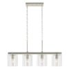 Kichler 82421 Birk 4 -Light Brushed Nickel Farmhouse Clear glass Linear Large Hanging Kitchen Island Light