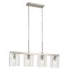 Kichler 82421 Birk 4 -Light Brushed Nickel Farmhouse Clear glass Linear Large Hanging Kitchen Island Light