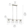 Kichler 82421 Birk 4 -Light Brushed Nickel Farmhouse Clear glass Linear Large Hanging Kitchen Island Light