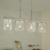 Kichler 82421 Birk 4 -Light Brushed Nickel Farmhouse Clear glass Linear Large Hanging Kitchen Island Light