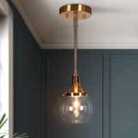 LNC LBJYQ3U988PL8C Capensis 1 -Light Polished Gold Modern/contemporary Clear glass Globe Mini Hanging Pendant Light
