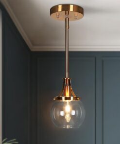 LNC LBJYQ3U988PL8C Capensis 1 -Light Polished Gold Modern/contemporary Clear glass Globe Mini Hanging Pendant Light