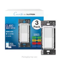 Lutron DVRF-5NSS-WH-3 Caseta Smart Lighting Claro Smart 5-amp Multi-location Locator light Rocker Smart Compatible Light Switch , White 3 -Pack
