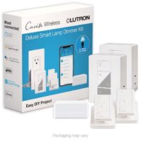 Lutron P-BDG-PKG2P Caseta Smart Lighting Single-pole/3-way Smart Compatible LED Decorator Light dimmer kit with Smart Hub White