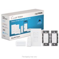 Lutron P-BDG-PKG2WS-WH Caseta Smart Lighting 5-amp Single-pole/3-way Tap Master Smart Compatible Light Switch with Wall Plate, White