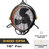 MULE 52009-26 18-in Matte Black, MULE Yellow with Matte Black Blades Covered Outdoor Cage Ceiling Fan With Light 3 -Blade