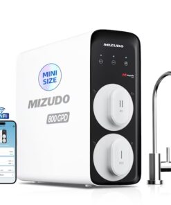 Mizudo WP800A2W Megaflo Mini WiFi 8-Stage Tankless Reverse Osmosis System 800 GPD Under Sink RO Water Filter with Faucet Activated carbon Reverse Osmosis Filtration Under Sink Water Filtration System with stainless steel Faucet