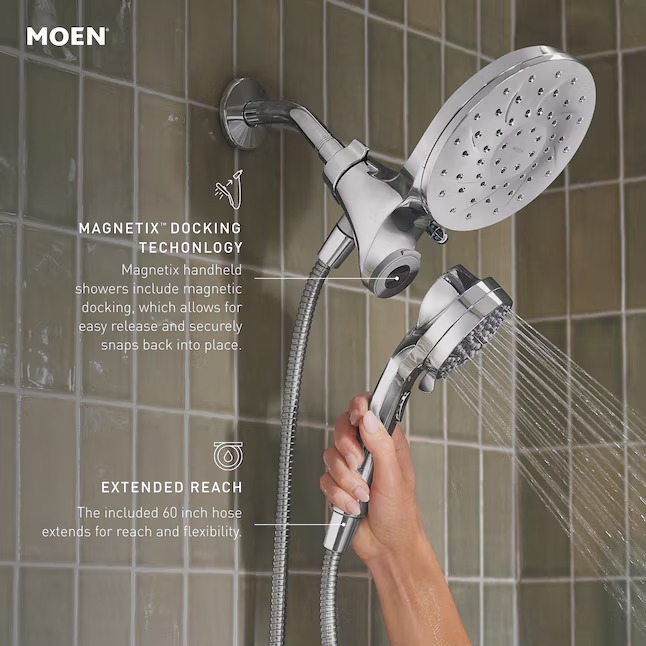 Moen 82137 Graeden Magnetix Chrome 1-handle Multi-head 6.75-in Round Bathtub and shower Faucet ( Valve Included ) Moen 82137 Graeden Magnetix Chrome 1-handle Multi-head 6.75-in Round Bathtub and shower Faucet ( Valve Included ) - Image 4