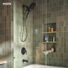 Moen 82137BL Graeden Magnetix Matte Black 1-handle 6.75-in Round Bathtub and shower Faucet with Valve (Multi-head)