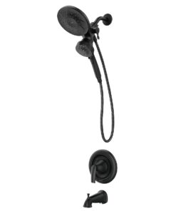 Moen 82137BL Graeden Magnetix Matte Black 1-handle 6.75-in Round Bathtub and shower Faucet with Valve (Multi-head)