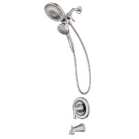 Moen 82137SRN Graeden Magnetix Spot Resist Brushed Nickel 1-handle 6.75-in Round Bathtub and shower Faucet with Valve (Multi-head)