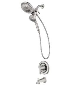 Moen 82137SRN Graeden Magnetix Spot Resist Brushed Nickel 1-handle 6.75-in Round Bathtub and shower Faucet with Valve (Multi-head)
