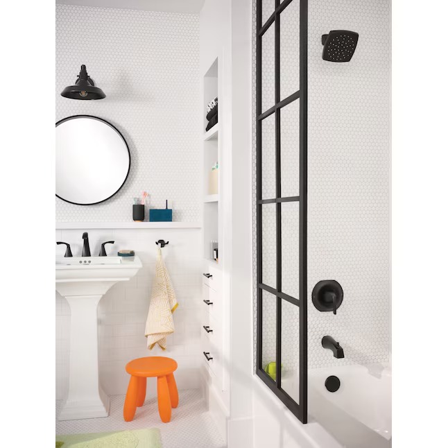 Moen 82504BL Lindor Matte Black 1-handle Single function 6-in Square Bathtub and shower Faucet ( Valve not Included ) Moen 82504BL Lindor Matte Black 1-handle Single function 6-in Square Bathtub and shower Faucet ( Valve not Included ) - Image 12