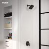 Moen 82504BL Lindor Matte Black 1-handle Single function 6-in Square Bathtub and shower Faucet ( Valve not Included ) Moen 82504BL Lindor Matte Black 1-handle Single function 6-in Square Bathtub and shower Faucet ( Valve not Included )