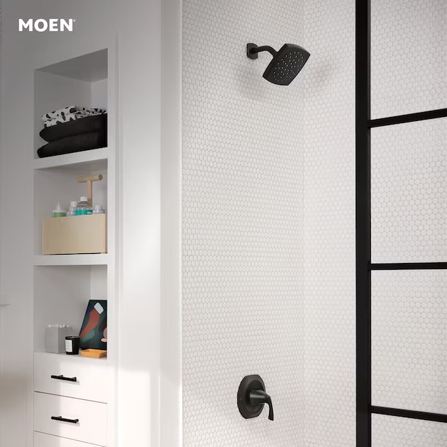 Moen 82504BL Lindor Matte Black 1-handle Single function 6-in Square Bathtub and shower Faucet ( Valve not Included ) Moen 82504BL Lindor Matte Black 1-handle Single function 6-in Square Bathtub and shower Faucet ( Valve not Included ) - Image 2