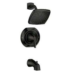 Moen 82504BL Lindor Matte Black 1-handle Single function 6-in Square Bathtub and shower Faucet ( Valve not Included )