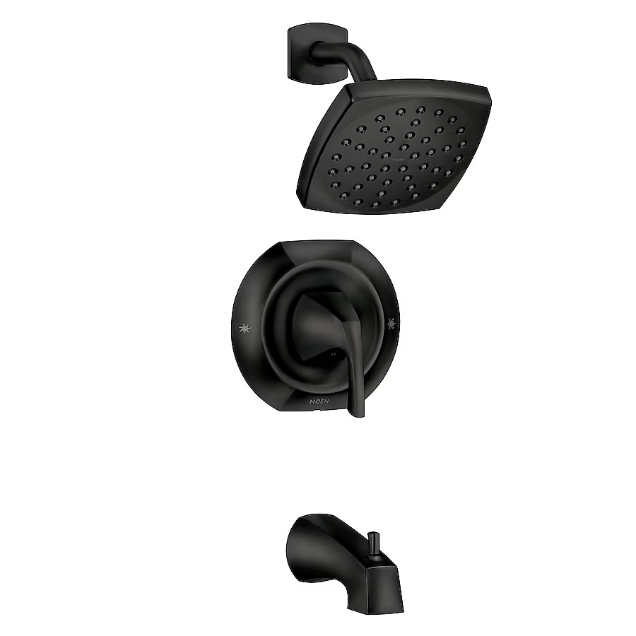 Moen 82504BL Lindor Matte Black 1-handle Single function 6-in Square Bathtub and shower Faucet ( Valve not Included ) Moen 82504BL Lindor Matte Black 1-handle Single function 6-in Square Bathtub and shower Faucet ( Valve not Included )