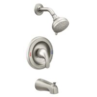 Moen 82603SRN Adler Spot Resist Brushed Nickel 1-handle Multi-function 3.5-in Round Bathtub and shower Faucet ( Valve Included )