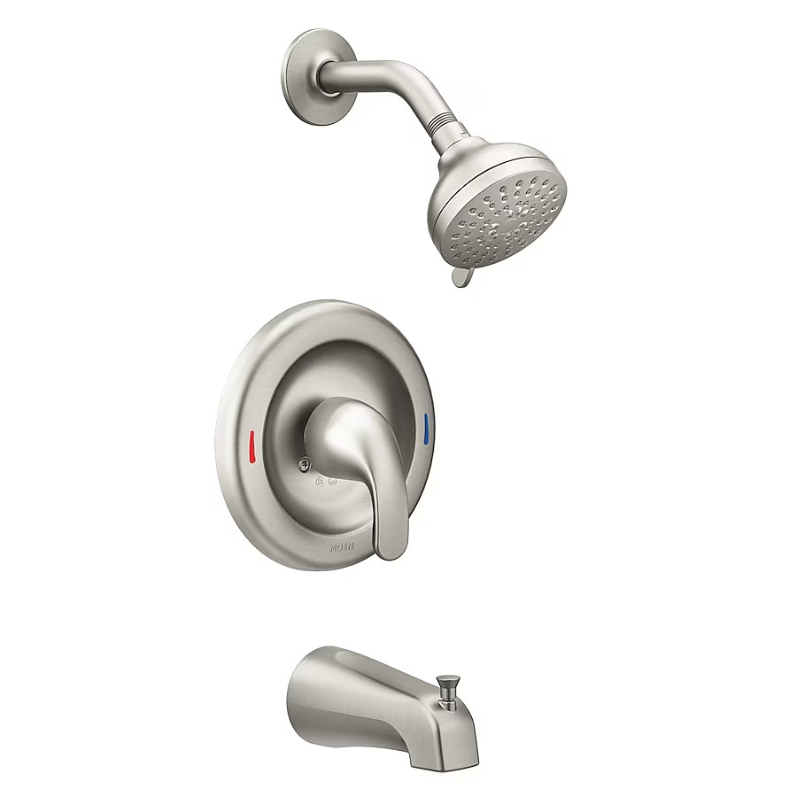 Moen 82603SRN Adler Spot Resist Brushed Nickel 1-handle Multi-function 3.5-in Round Bathtub and shower Faucet ( Valve Included ) Moen 82603SRN Adler Spot Resist Brushed Nickel 1-handle Multi-function 3.5-in Round Bathtub and shower Faucet ( Valve Included )