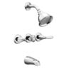 Moen 82663 Adler Chrome 3-handle Single function 4-in Round Bathtub and shower Faucet ( Valve Included )