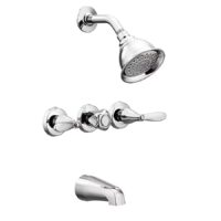 Moen 82663 Adler Chrome 3-handle Single function 4-in Round Bathtub and shower Faucet ( Valve Included )