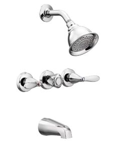 Moen 82663 Adler Chrome 3-handle Single function 4-in Round Bathtub and shower Faucet ( Valve Included )