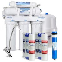 PureDrop RTW5 5 Stage RO Water System 5-stage Membrane Reverse Osmosis Filtration Under Sink Water Filtration System with Brushed Nickel Faucet