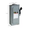 Square D D222NRBCP 60 Amp Single phase (120V/240V) Fusible Outdoor General-duty Safety switch Disconnect