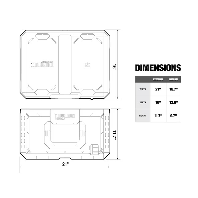 TOUGHBUILT TB-B1-B-50 STACKTECH Large 21-in W x 11.7-in H x 16-in D Plastic Metal Tool Box11_11zon TOUGHBUILT TB-B1-B-50 STACKTECH Large 21-in W x 11.7-in H x 16-in D Plastic/Metal Tool Box