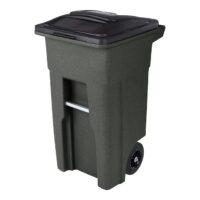 Toter ANA32-55410 32 Gallon Greenstone Plastic Wheeled Indoor/Outdoor Hinged Lid Trash Can