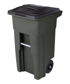 Toter ANA32-55410 32 Gallon Greenstone Plastic Wheeled Indoor/Outdoor Hinged Lid Trash Can