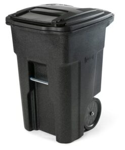 Toter ANA48-56599 48 Gallon Blackstone Plastic Wheeled Indoor/Outdoor Hinged Lid Trash Can