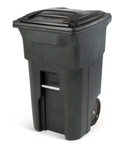 Toter ANA64-54480 64 Gallon Greenstone Plastic Wheeled Indoor/Outdoor Hinged Lid Trash Can