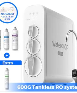 Waterdrop BL-WD-G3P6-CB 8-stage G3P600 with CB Filter Composite/Activated carbon Reverse Osmosis Filtration Under Sink Water Filtration System with LED Purifier Stainless Steel Smart faucet Faucet
