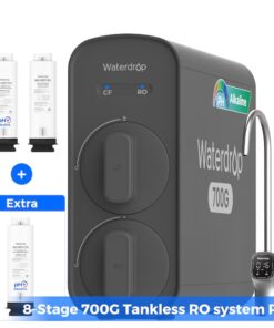 Waterdrop BL-WD-G5P7A-CFST 8-stage G5P700A with CF Filter Composite/Activated carbon Reverse Osmosis Filtration Under Sink Water Filtration System with Alkaline Mineral Stainless Steel faucet Faucet
