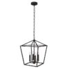 allen + roth CH31-4BZ Lane 4 -Light Matte Bronze Transitional Metal Square Medium Outdoor Hanging Pendant Light