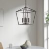 allen + roth CH31-4BZ Lane 4 -Light Matte Bronze Transitional Metal Square Medium Outdoor Hanging Pendant Light