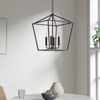 allen + roth CH31-4BZ Lane 4 -Light Matte Bronze Transitional Metal Square Medium Outdoor Hanging Pendant Light