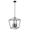 allen + roth CH31-4MBK Lane 4 -Light Matte Black Transitional Metal Square Medium Outdoor Hanging Pendant Light