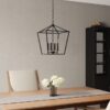 allen + roth CH31-4MBK Lane 4 -Light Matte Black Transitional Metal Square Medium Outdoor Hanging Pendant Light